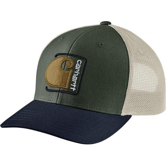 Mens Canvas Mesh Trucker Hat Snapback Adjustable Cap High Profile Breathable - Picture 3 of 3
